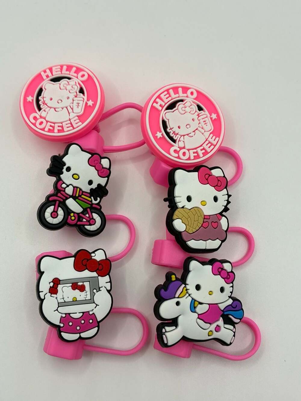 Hello Kitty Straw Topper Set Cartoon Cup Accessories